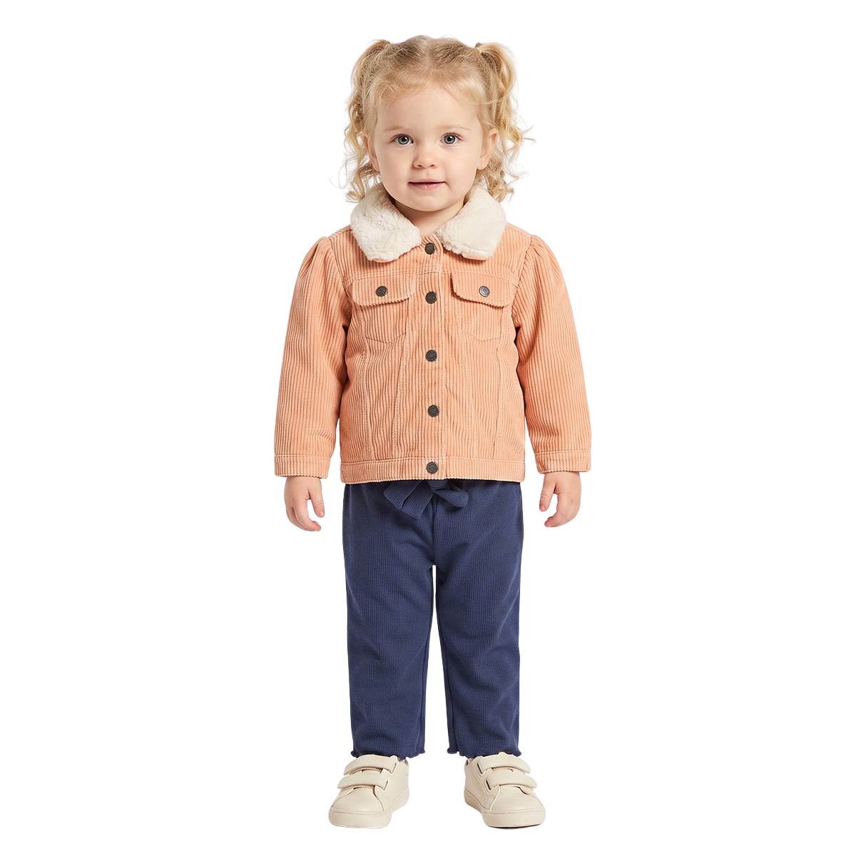 Baby Girls Peach Cotton Sherpa Lined Jacket Regular Fit Casual Wear