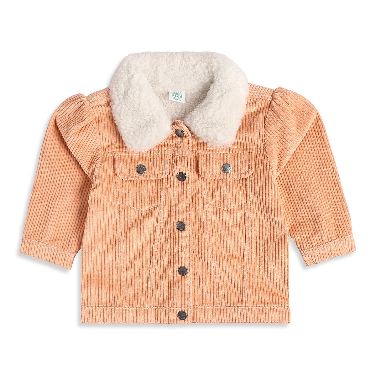 Baby Girls Peach Cotton Sherpa-Lined Jacket Regular Fit Casual Wear
