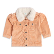 Baby Girls Peach Cotton Sherpa-Lined Jacket Regular Fit Casual Wear