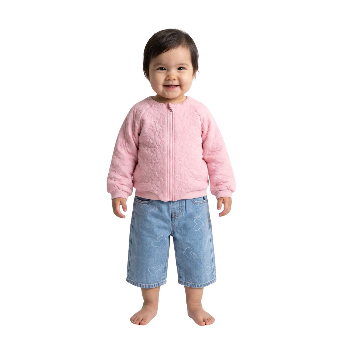 Baby Girls Pink Cotton Jacket Regular Fit Casual Wear