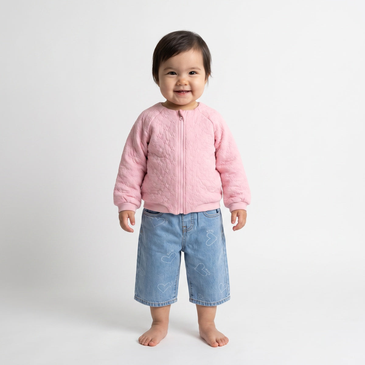 Baby Girls Pink Cotton Jacket Regular Fit Casual Wear