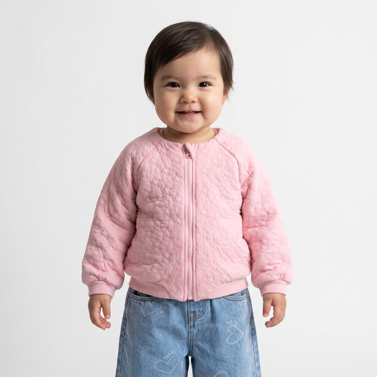 Baby Girls Pink Cotton Jacket Regular Fit Casual Wear