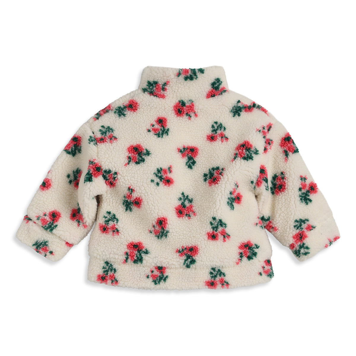 Baby Girls White Floral Print Sherpa Jacket Regular Fit.