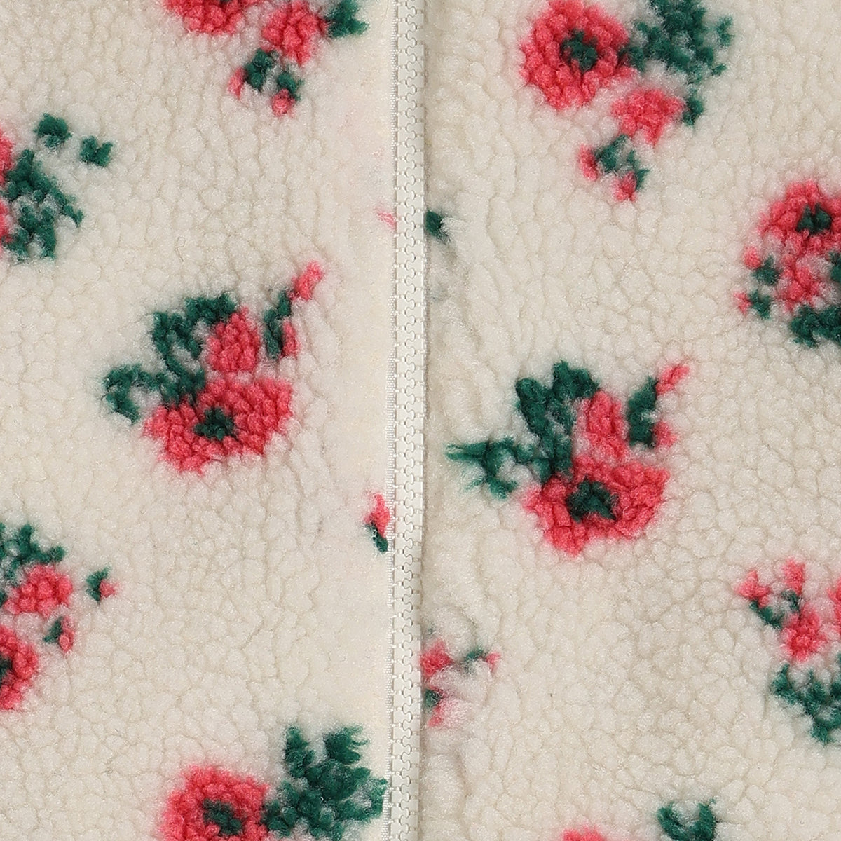 Baby Girls White Floral Print Sherpa Jacket Regular Fit.