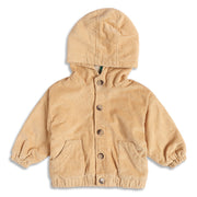 Baby Girls Beige Corduroy Hooded Winter Jacket Regular Fit.