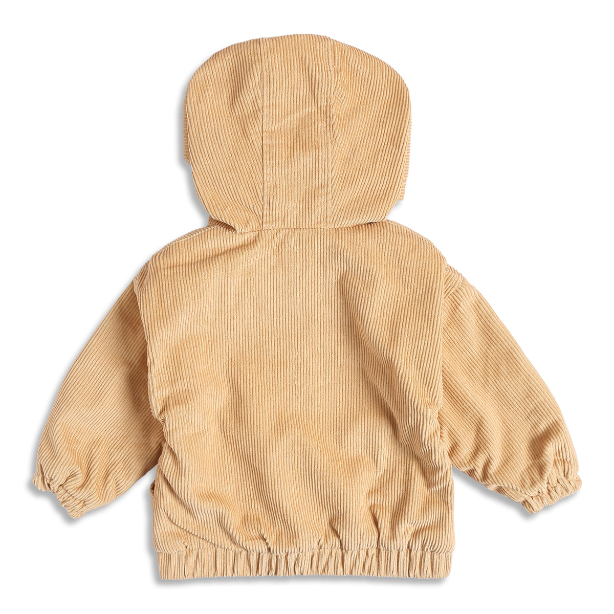 Baby Girls Beige Corduroy Hooded Winter Jacket Regular Fit.