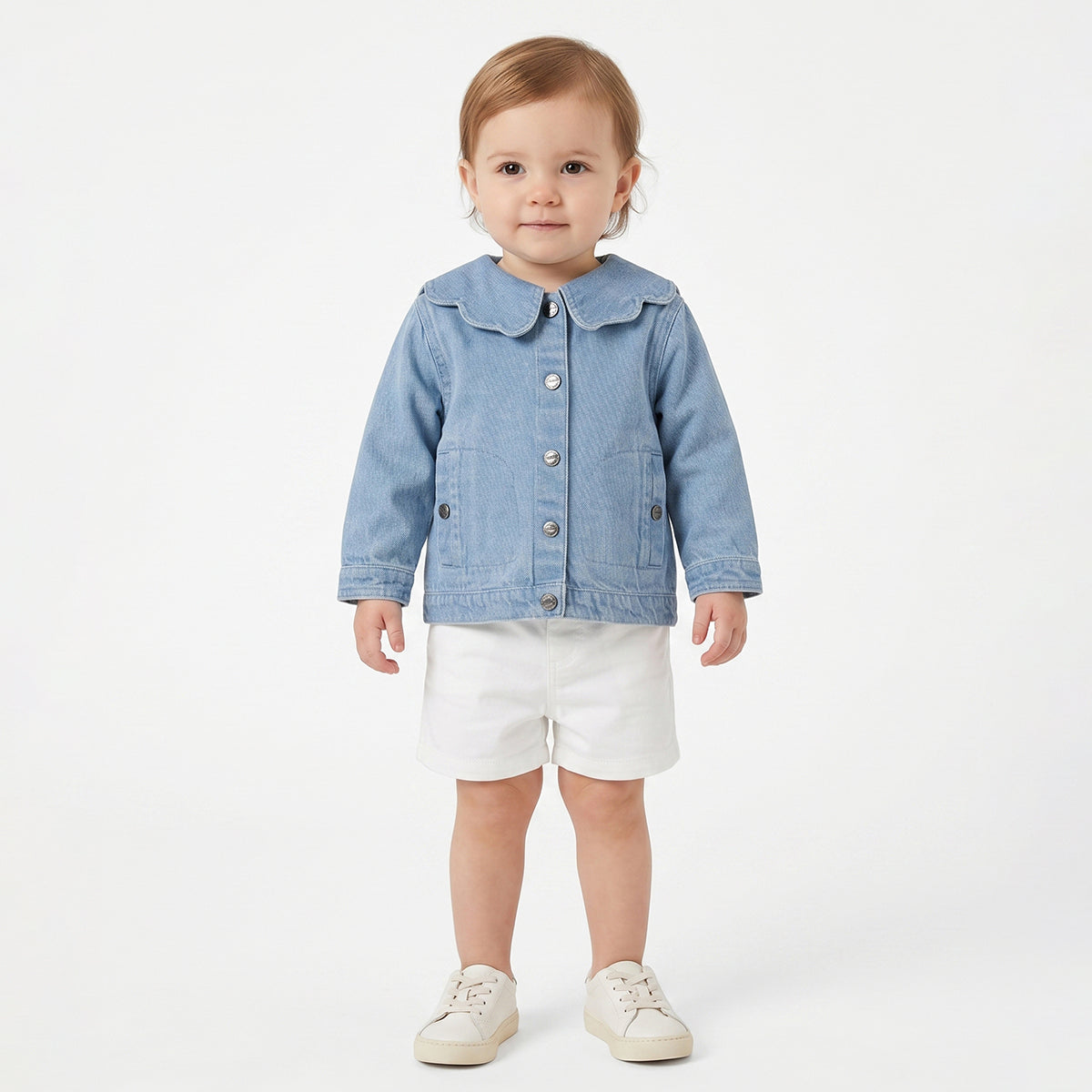 Baby Girls Light Blue Denim Jacket Regular Fit.