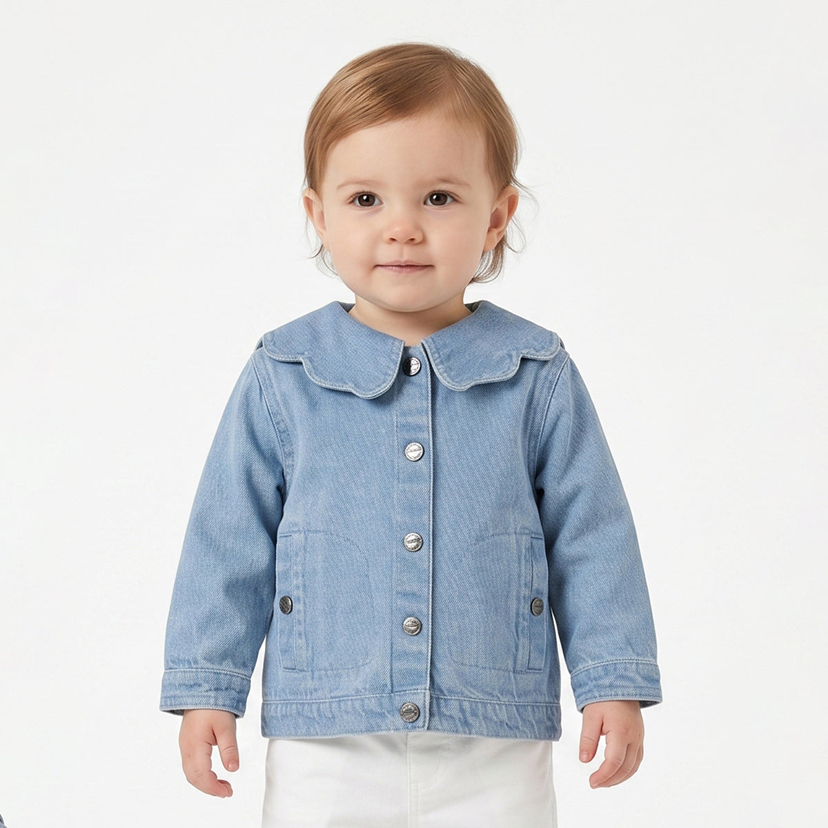 Baby Girls Light Blue Denim Jacket Regular Fit.