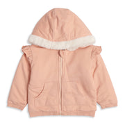 Baby Girls Peach Hooded Winter Jacket Regular Fit.