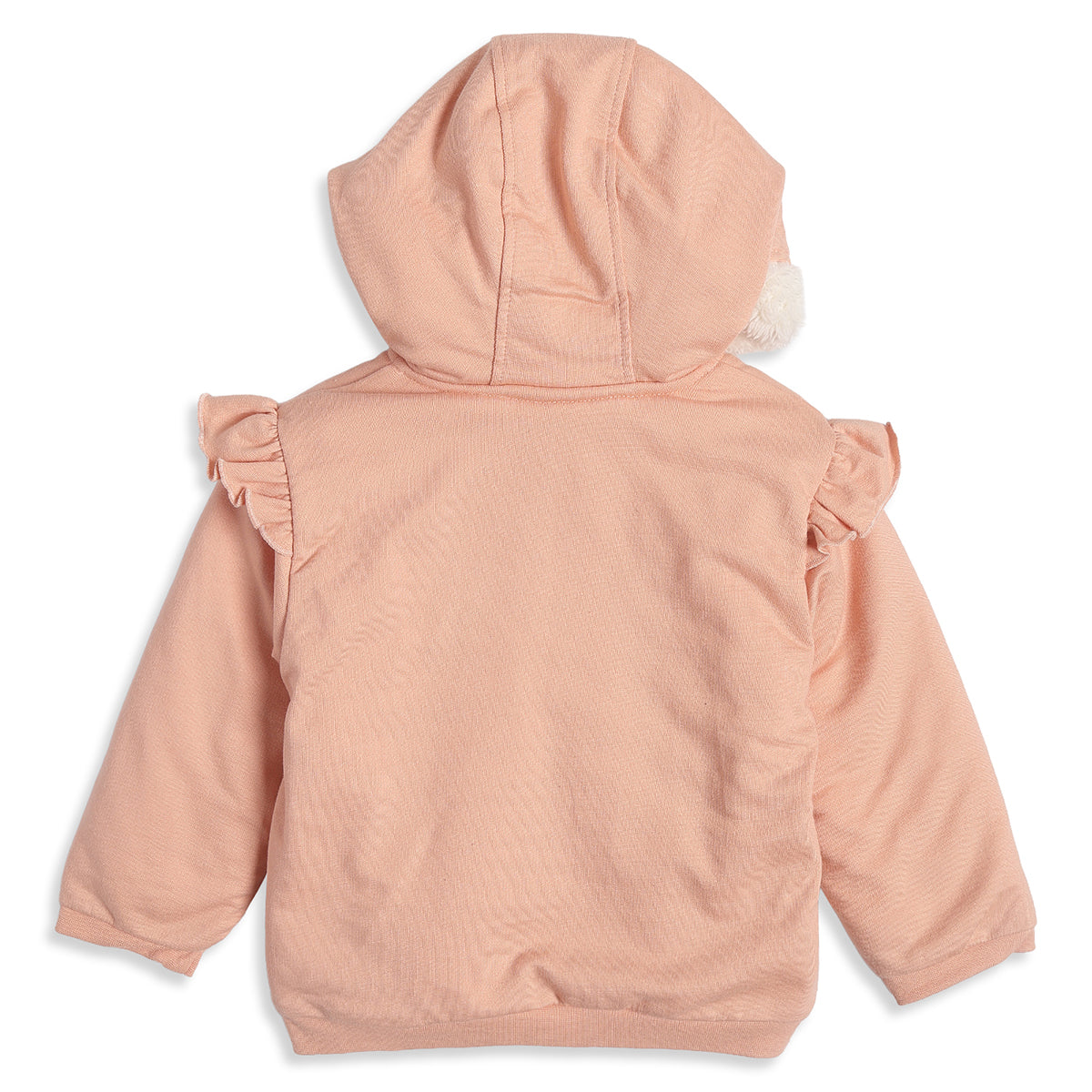 Baby Girls Peach Hooded Winter Jacket Regular Fit.