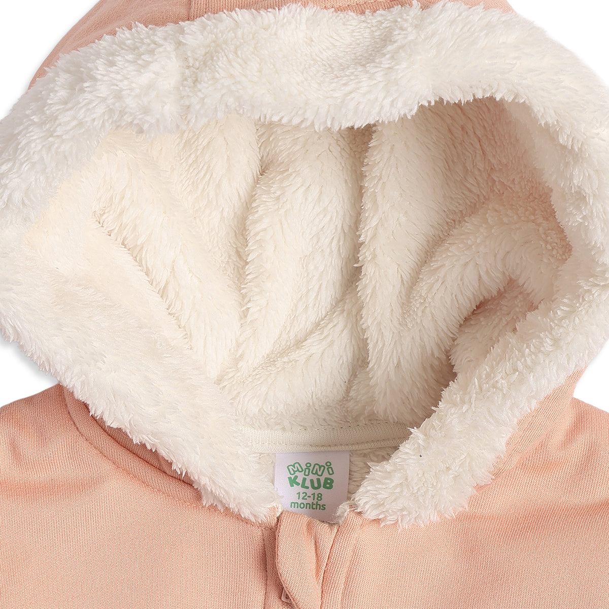 Baby Girls Peach Hooded Winter Jacket Regular Fit.