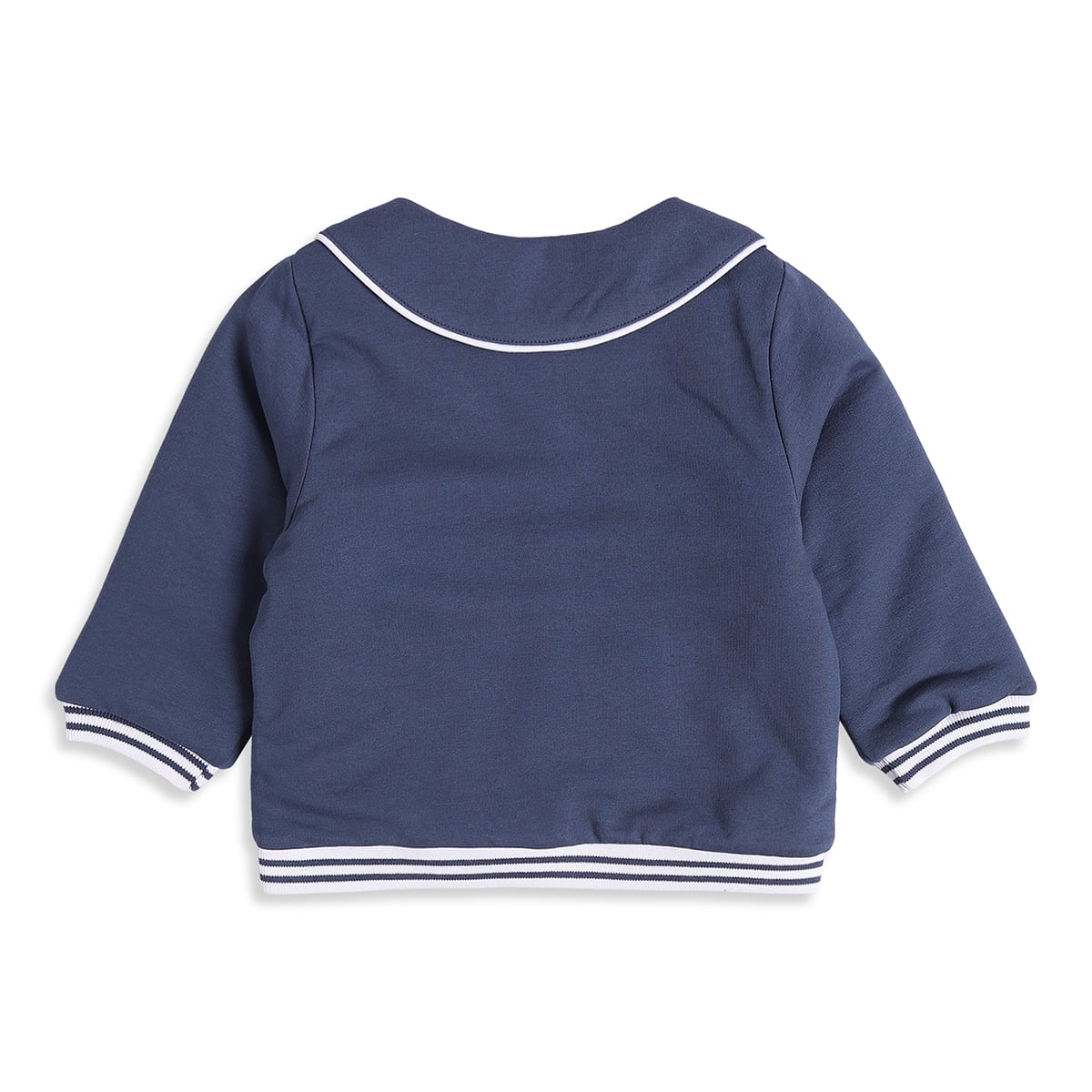 Baby Girls Navy Blue Floral Embroidered Jacket Regular Fit Casual Wear