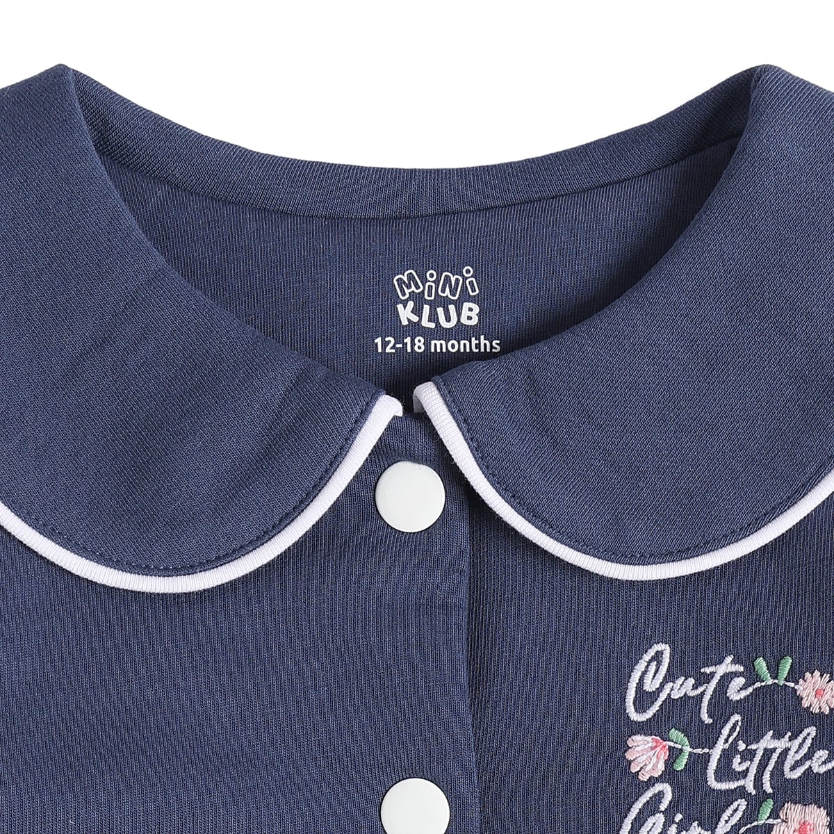 Baby Girls Navy Blue Floral Embroidered Jacket Regular Fit Casual Wear