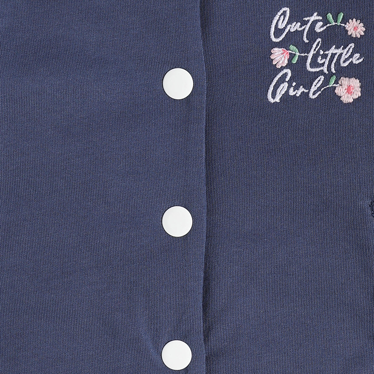 Baby Girls Navy Blue Floral Embroidered Jacket Regular Fit Casual Wear