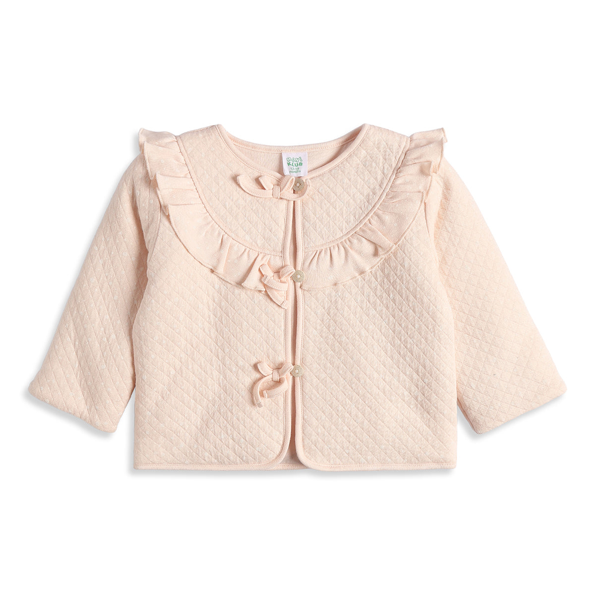 Baby Girls Peach Quilted Cotton Winter Jacket Regular Fit.
