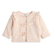 Baby Girls Peach Quilted Cotton Winter Jacket Regular Fit.