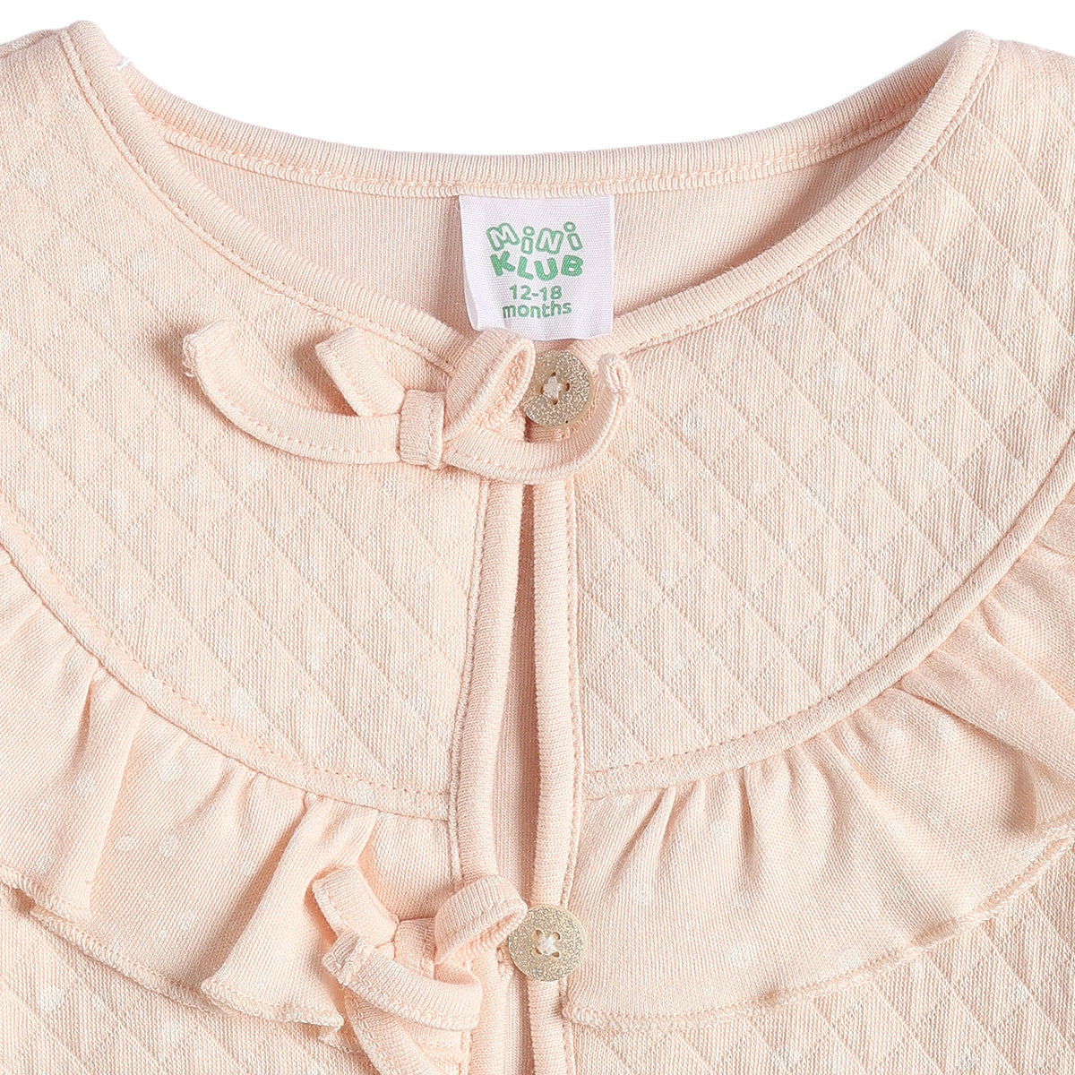 Baby Girls Peach Quilted Cotton Winter Jacket Regular Fit.