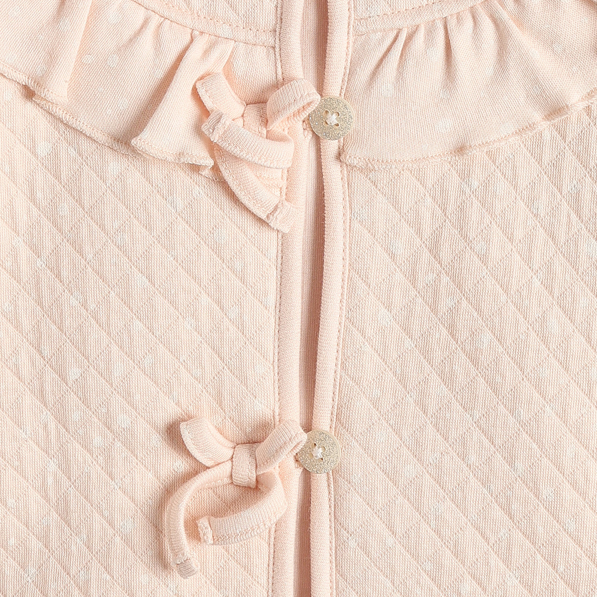 Baby Girls Peach Quilted Cotton Winter Jacket Regular Fit.