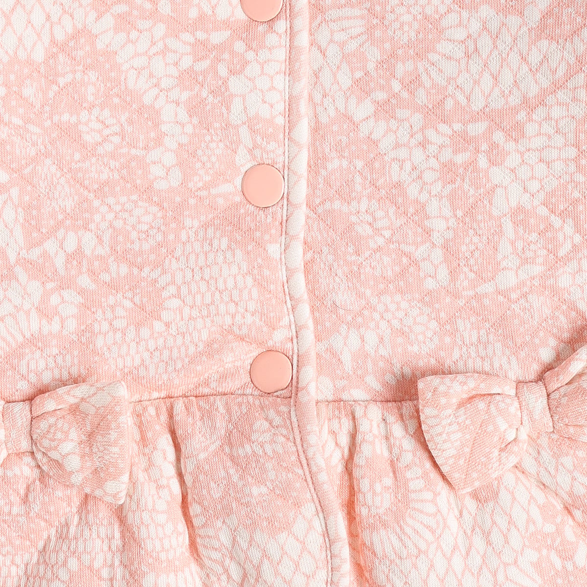 Baby Girls Peach Cotton Lace Printed Peplum Jacket Regular Fit Casual Wear