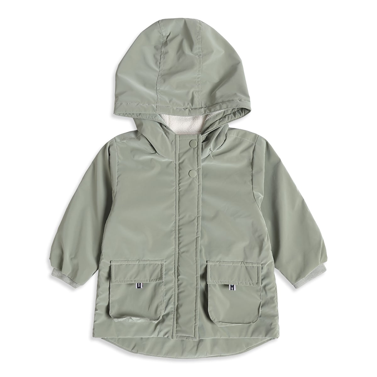 Baby Girls Sage Green Polyester Fleece-Lined Hooded Jacket  Regular Fit Casual Wear