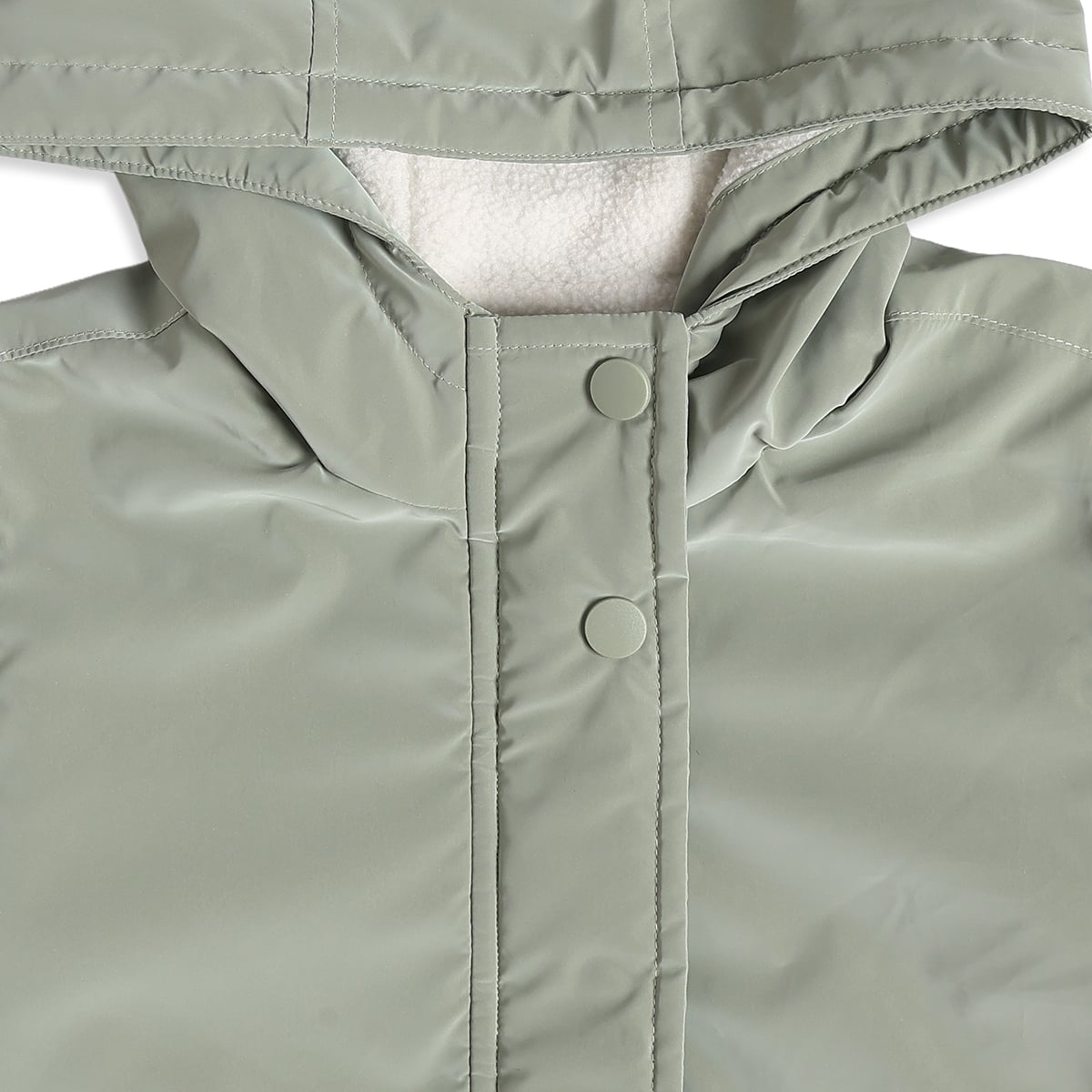 Baby Girls Sage Green Polyester Fleece-Lined Hooded Jacket  Regular Fit Casual Wear