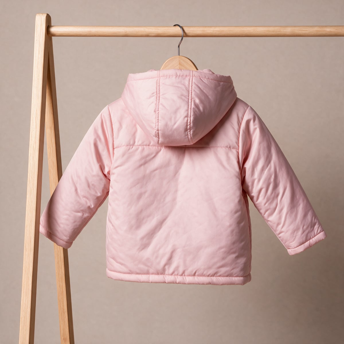 Baby Girls Pink Padded Hooded Jacket Regular Fit Casual Wear