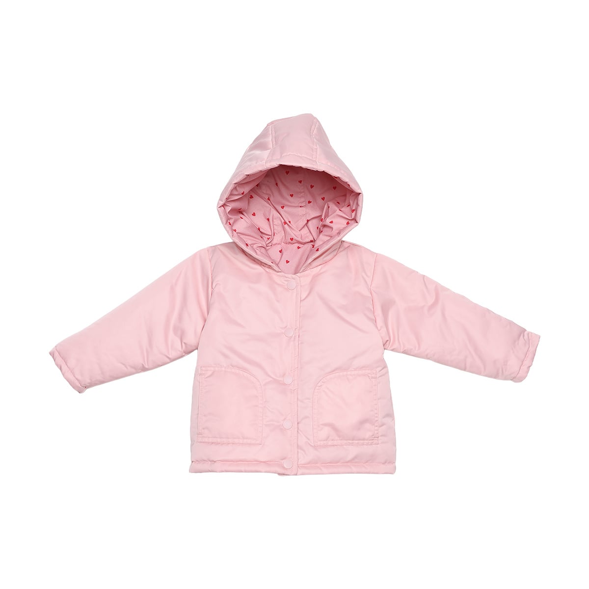 Baby Girls Pink Padded Hooded Jacket Regular Fit Casual Wear