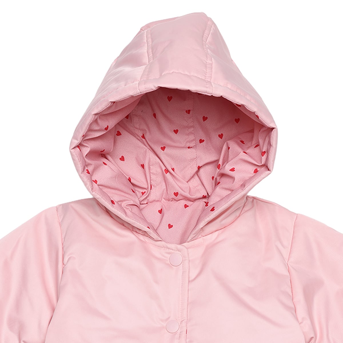 Baby Girls Pink Padded Hooded Jacket Regular Fit Casual Wear