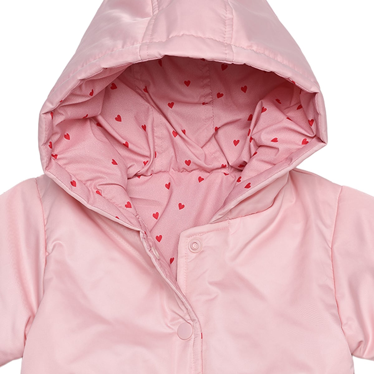 Baby Girls Pink Padded Hooded Jacket Regular Fit Casual Wear
