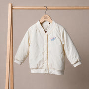 Baby Girls Cream Polyester Bomber Jacket Snap Button Fastening