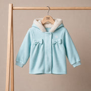 Baby Girls Light Blue Polyester Hooded Jacket Faux Fur Lining Winter Wear