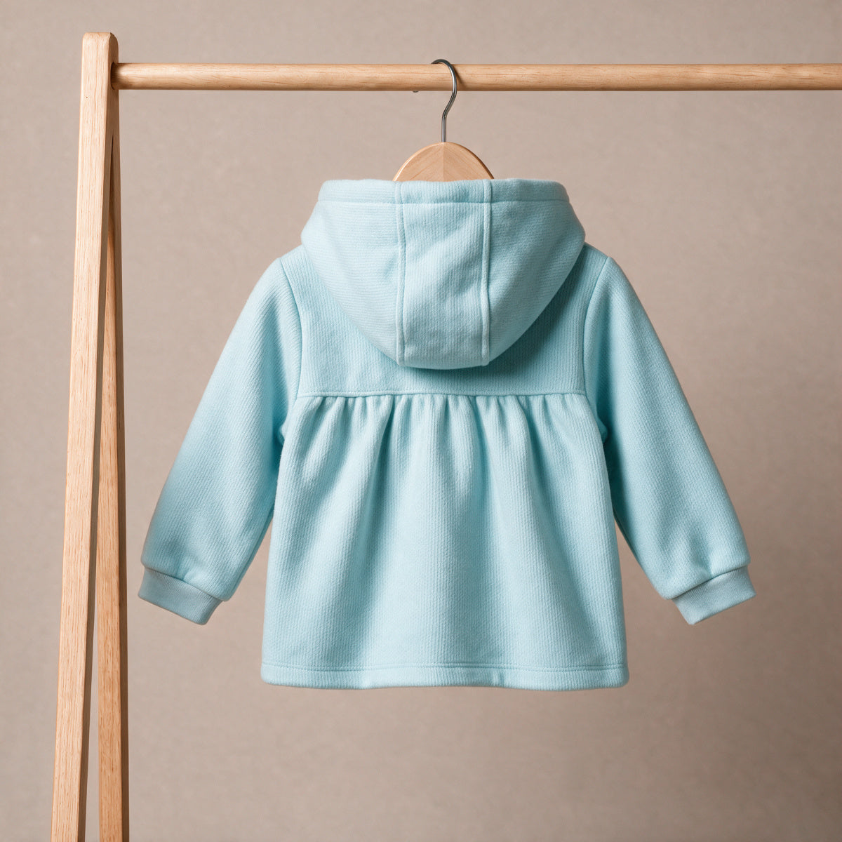 Baby Girls Light Blue Polyester Hooded Jacket Faux Fur Lining Winter Wear