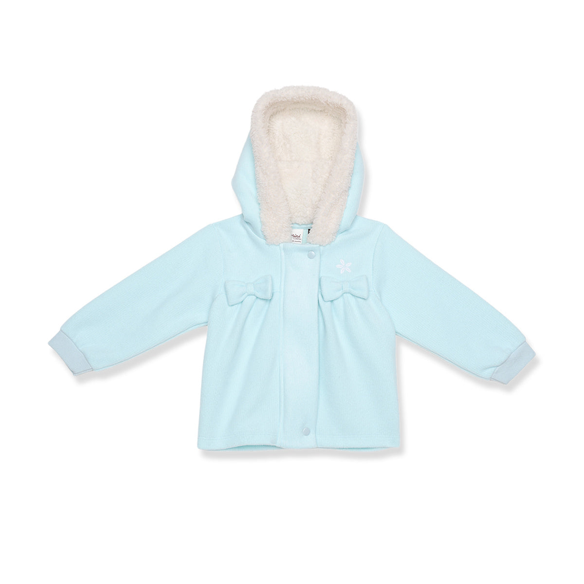 Baby Girls Light Blue Polyester Hooded Jacket Faux Fur Lining Winter Wear