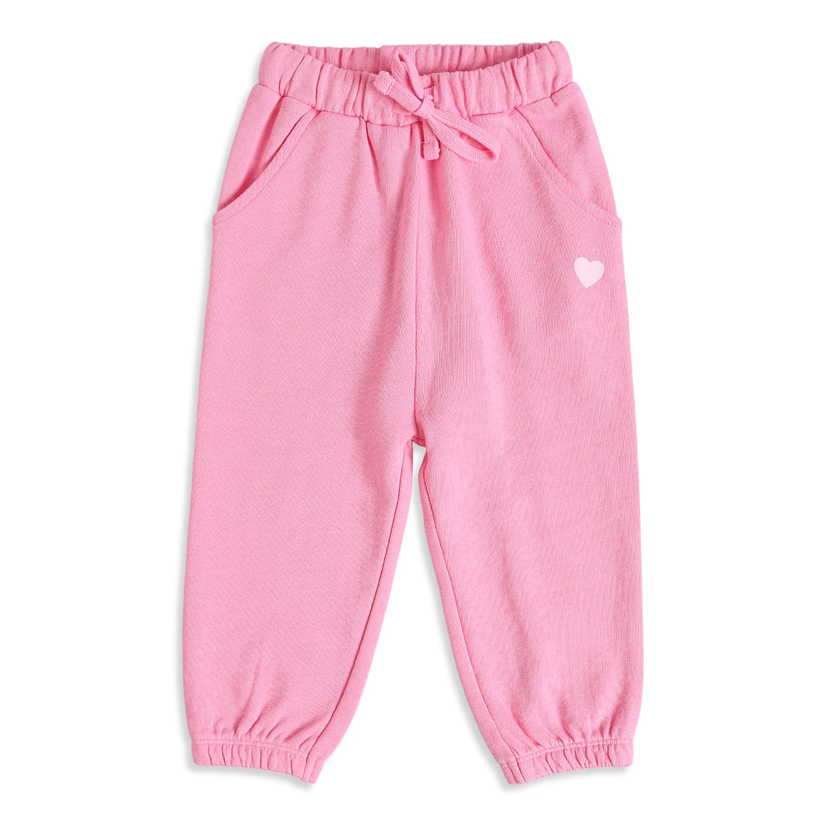 Baby Girls Pink Cotton Heart Printed Knit Pant  Regular Fit Casual Wear