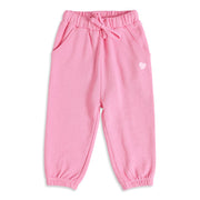 Baby Girls Pink Cotton Heart Printed Knit Pant  Regular Fit Casual Wear
