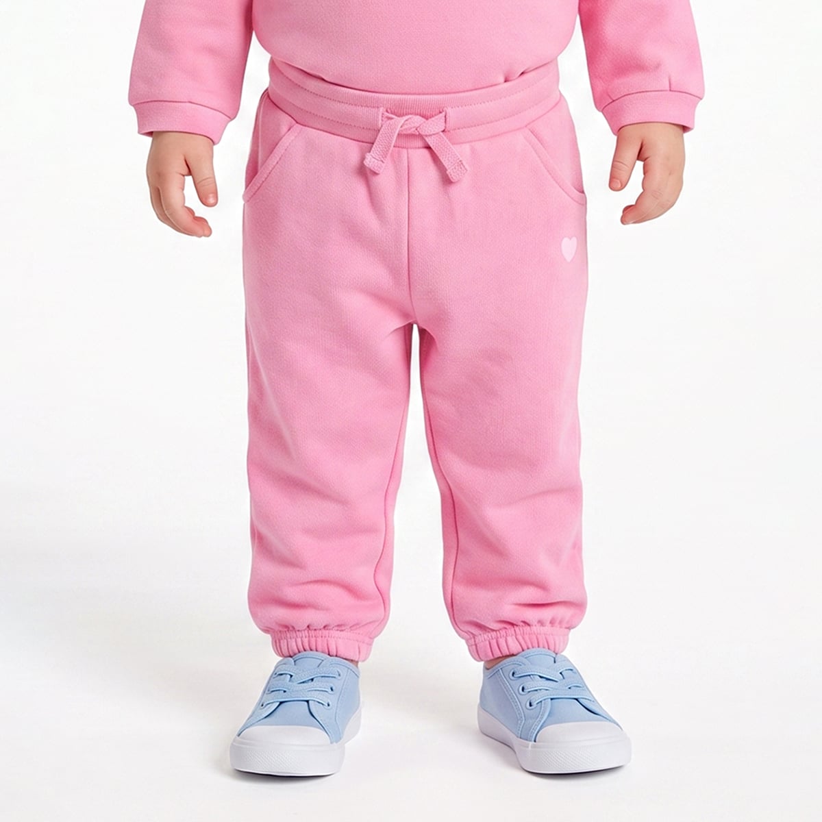Baby Girls Pink Cotton Heart Printed Knit Pant  Regular Fit Casual Wear