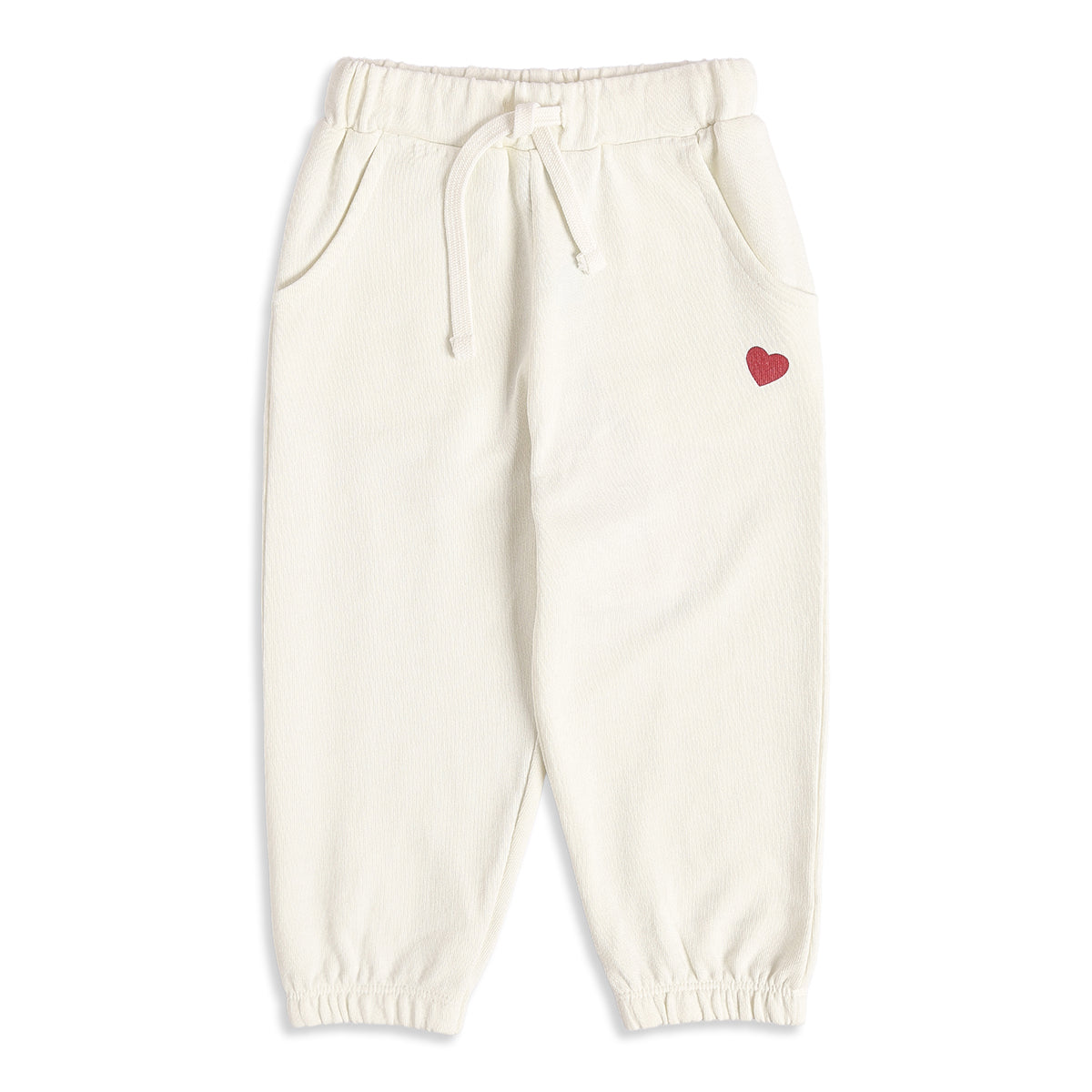 Baby Girls Off-White Cotton Jogger Pants Regular Fit Casual Kids Pants