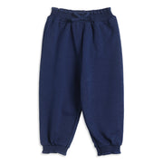 Baby Girls Navy Blue Cotton Jogger Pants Regular Fit Casual Kids Bottoms
