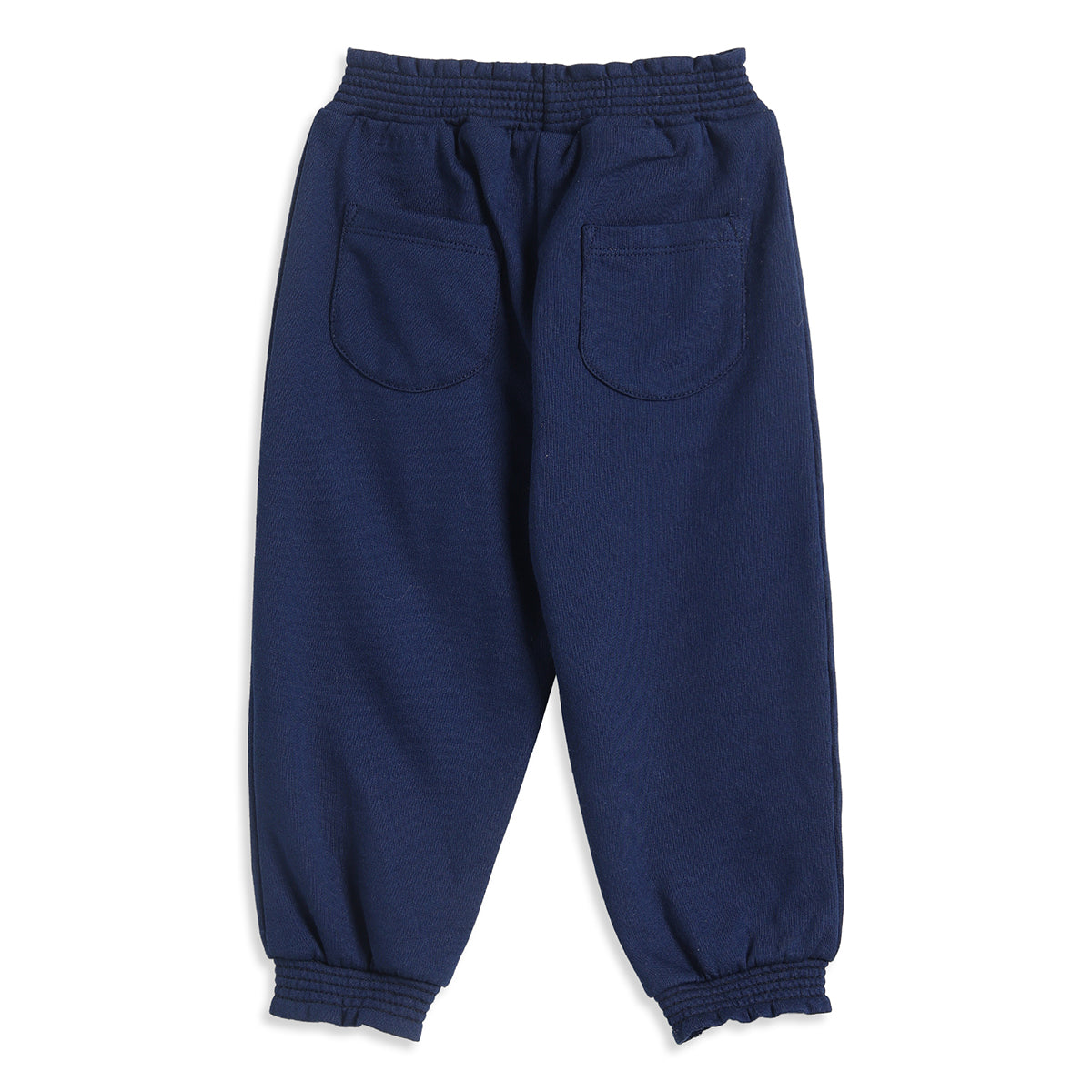 Baby Girls Navy Blue Cotton Jogger Pants Regular Fit Casual Kids Bottoms