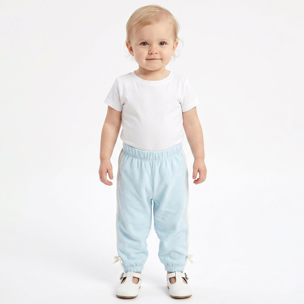 Baby Girls Sky Blue Cotton Jogger Regular Fit Casual Bottom Wear