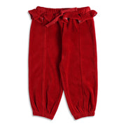 Baby Girls Red Velvet Jogger Pants Regular Fit Casual Bottom Wear