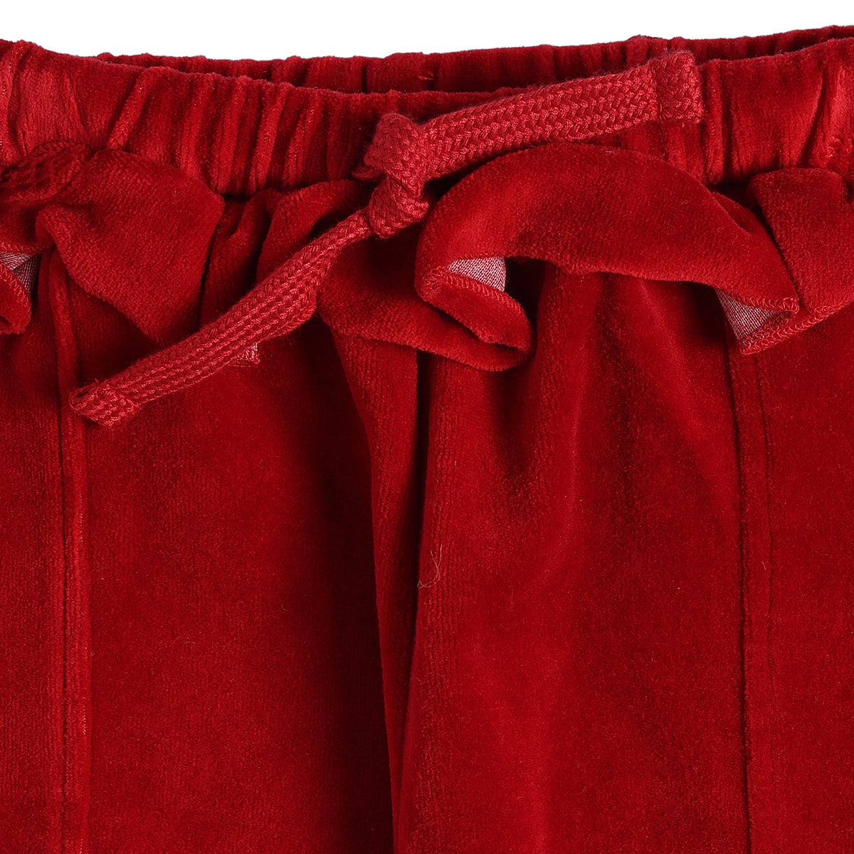 Baby Girls Red Velvet Jogger Pants Regular Fit Casual Bottom Wear