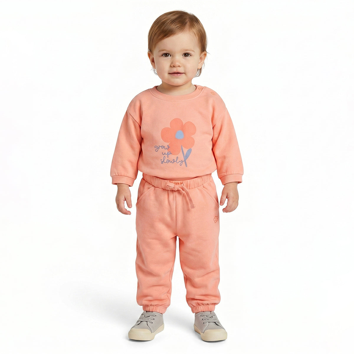 Baby Girls Peach Cotton Jogger Pants Regular Fit Casual Bottom Wear
