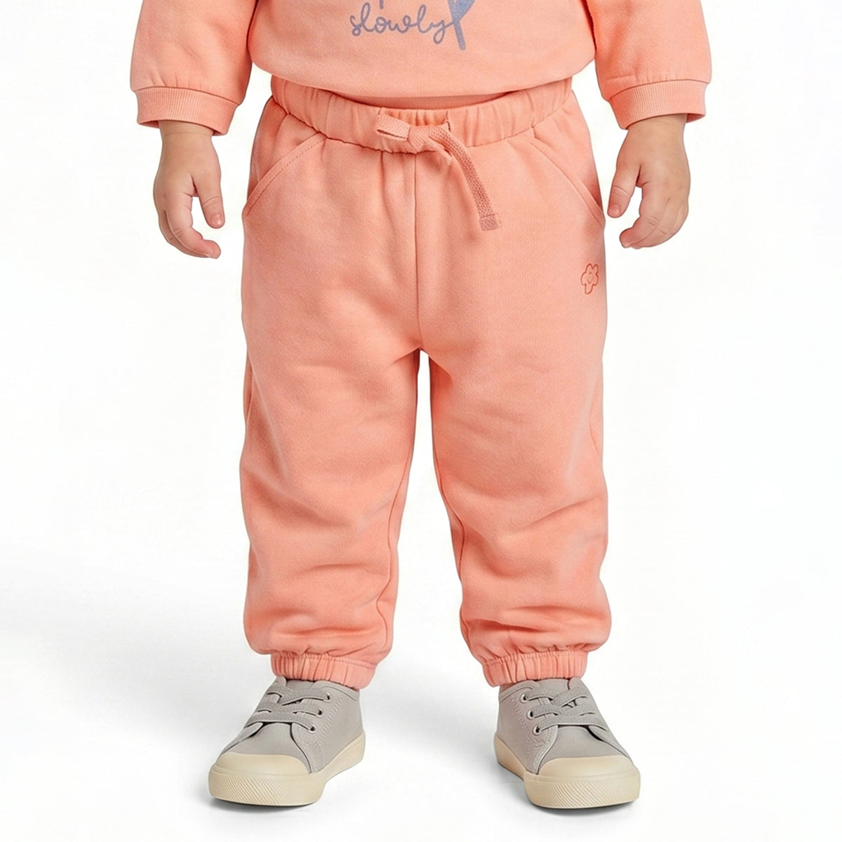 Baby Girls Peach Cotton Jogger Pants Regular Fit Casual Bottom Wear