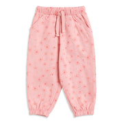 Baby Girls Pink Printed Cotton Jogger Pants Regular Fit Casual Bottom Wear