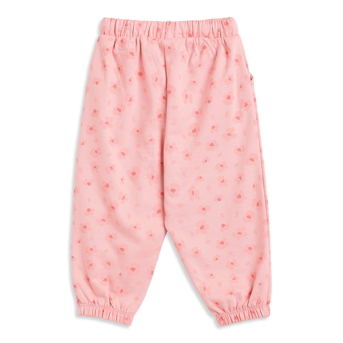 Baby Girls Pink Printed Cotton Jogger Pants Regular Fit Casual Bottom Wear