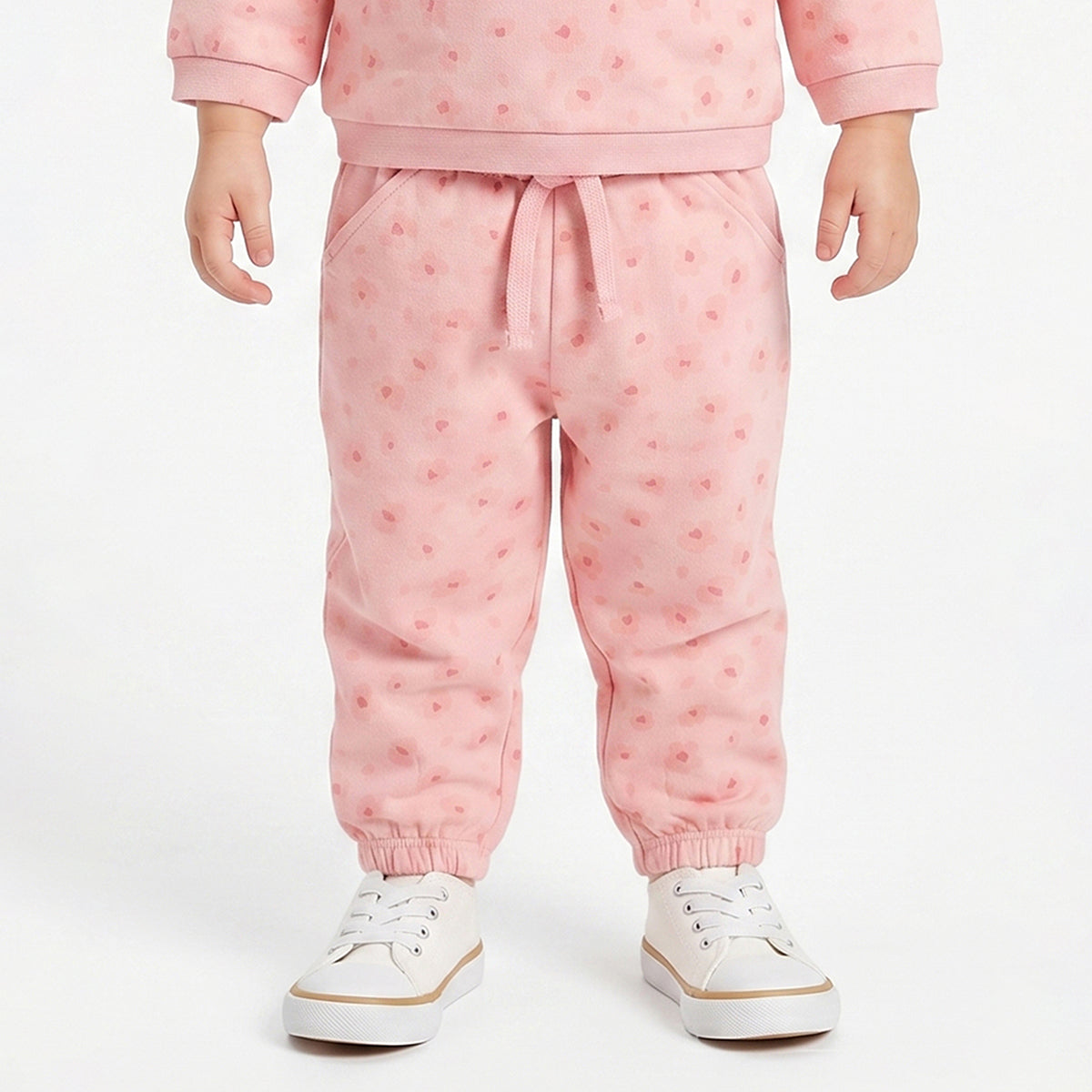 Baby Girls Pink Printed Cotton Jogger Pants Regular Fit Casual Bottom Wear