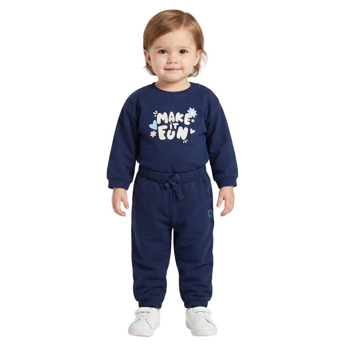 Baby Girls Navy Blue Cotton Jogger Regular Fit Casual Bottom Wear