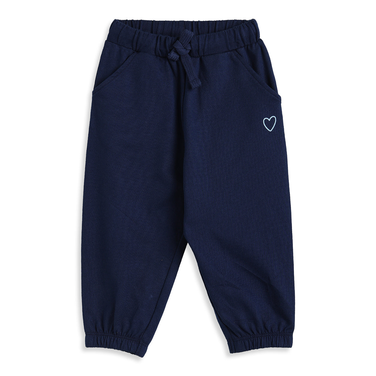Baby Girls Navy Blue Cotton Jogger Regular Fit Casual Bottom Wear