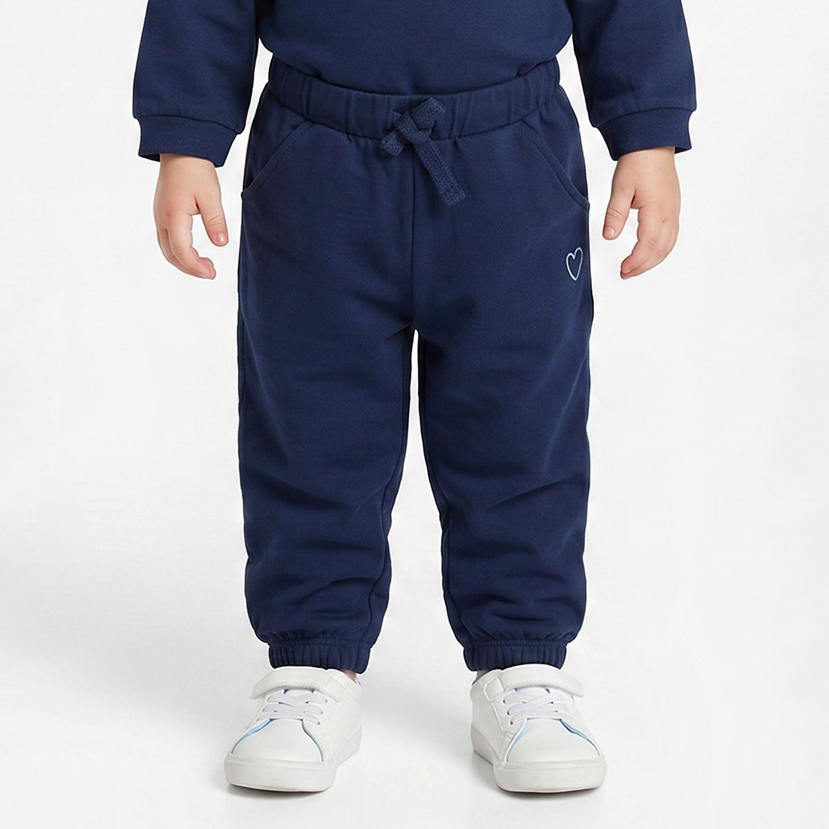 Baby Girls Navy Blue Cotton Jogger Regular Fit Casual Bottom Wear